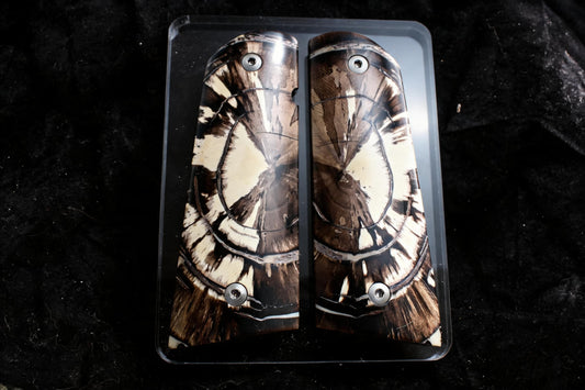 AMAZING BRONZE AND CREAM CROSSCUT MAMMOTH IVORY 1911 GRIPS A-2940