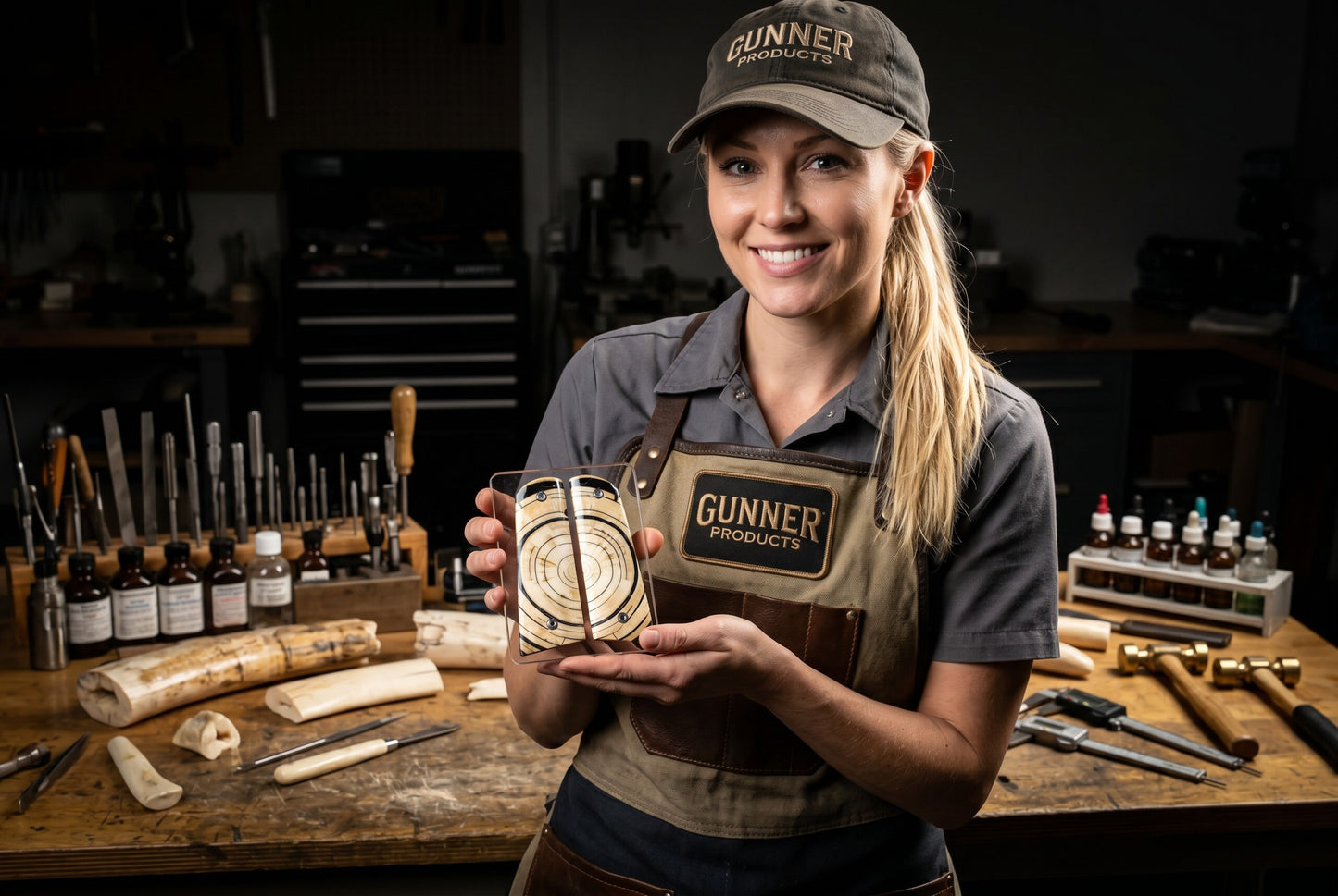 CROSSCUT MAMMOTH IVORY 1911 GRIPS A-2948