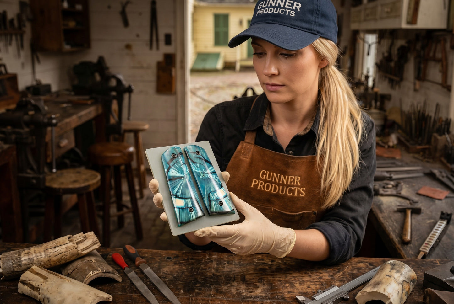 CROSSCUT MAMMOTH IVORY 1911 GRIPS A-2952