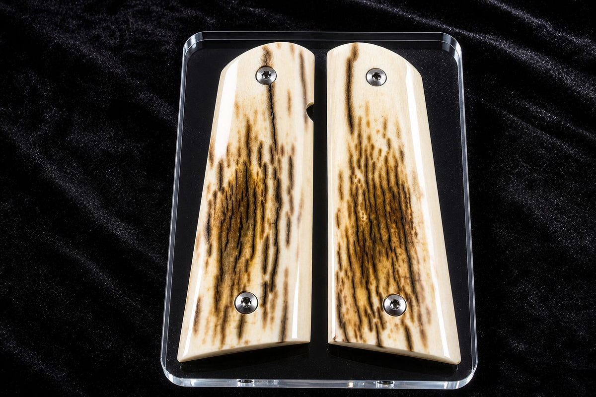 MATCHED BARK MAMMOTH IVORY 1911 GRIPS A-2989