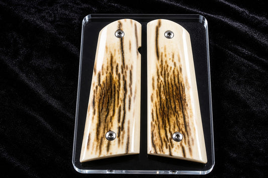 MATCHED BARK MAMMOTH IVORY 1911 GRIPS A-2989