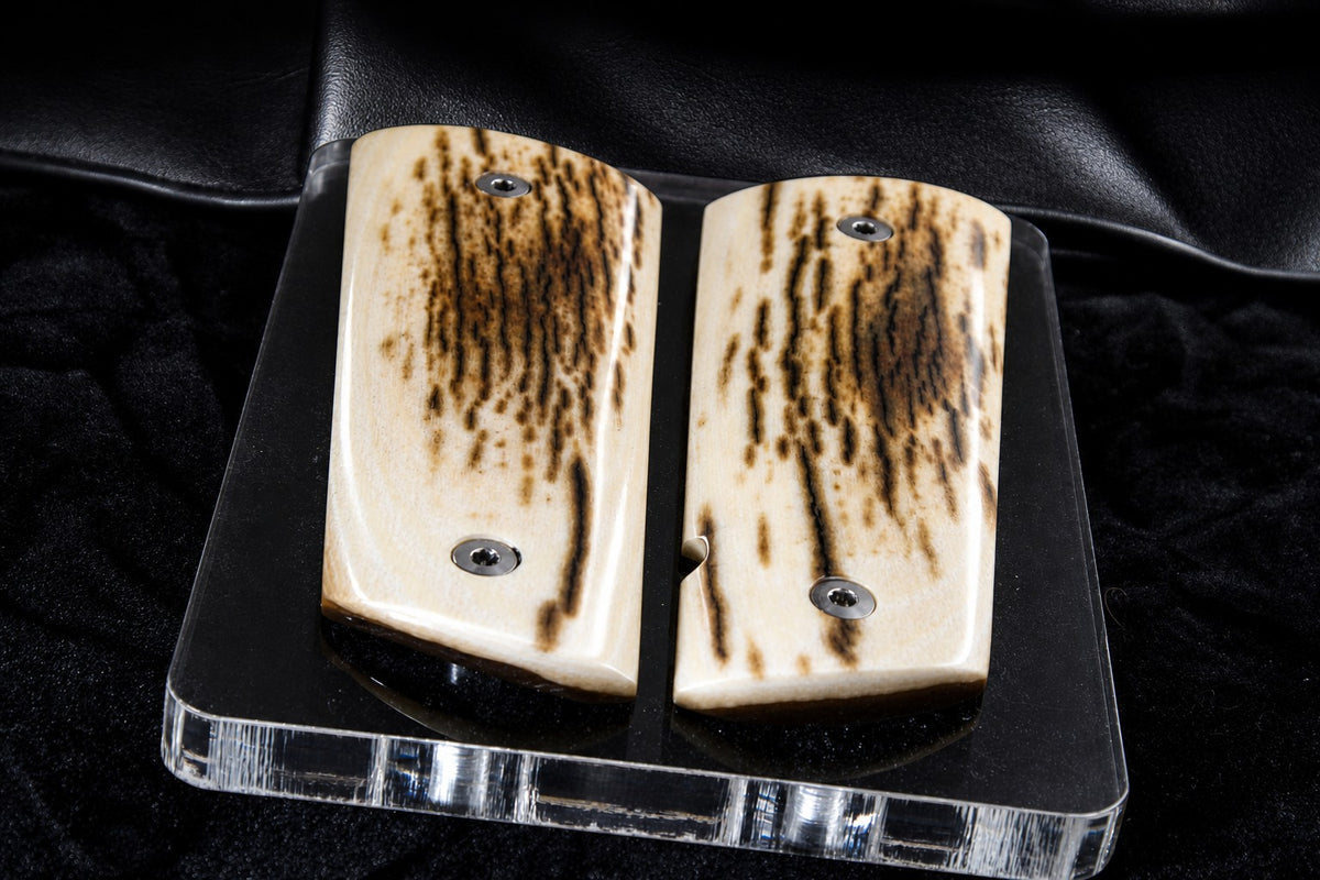 MATCHED BARK MAMMOTH IVORY 1911 GRIPS A-2989