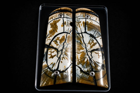 AMAZING CROSSCUT MAMMOTH IVORY 1911 GRIPS A-2991