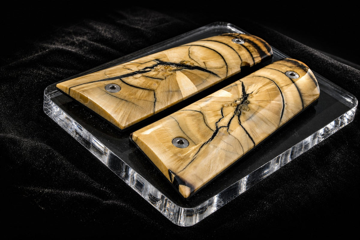 BEAUTIFUL CROSSCUT MAMMOTH IVORY 1911 GRIPS A_2993