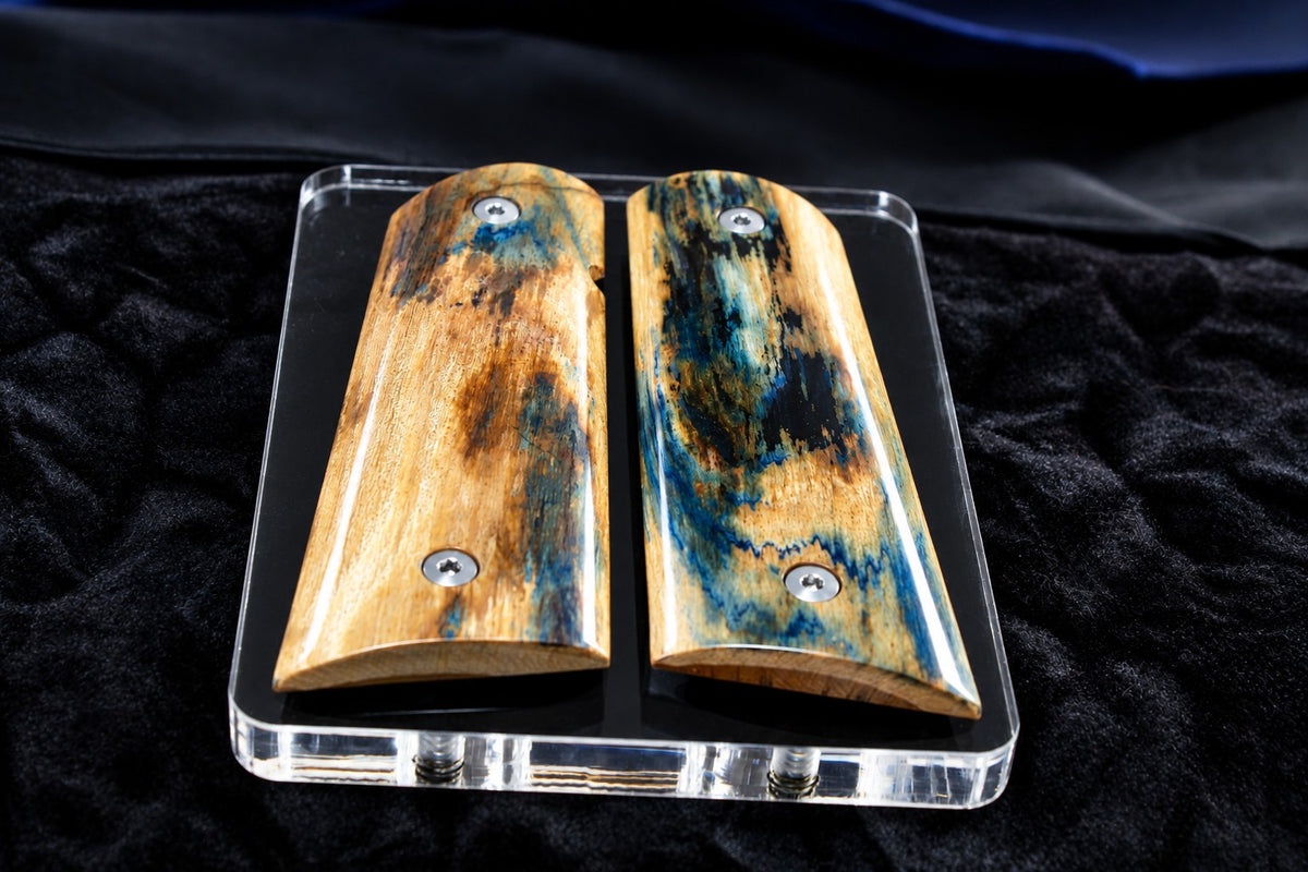 BEAUTIFUL BLUE/BLACK MAMMOTH IVORY 1911 GRIPS A-3002