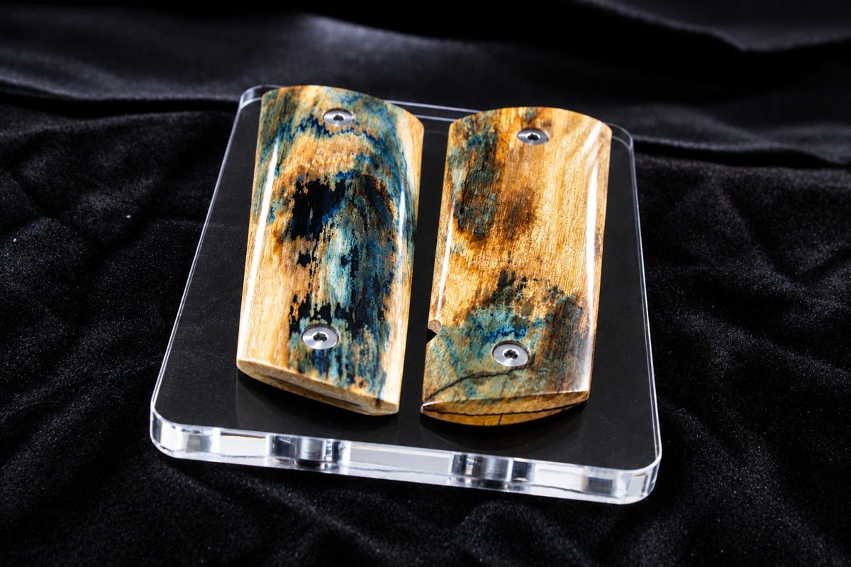 BEAUTIFUL BLUE/BLACK MAMMOTH IVORY 1911 GRIPS A-3002