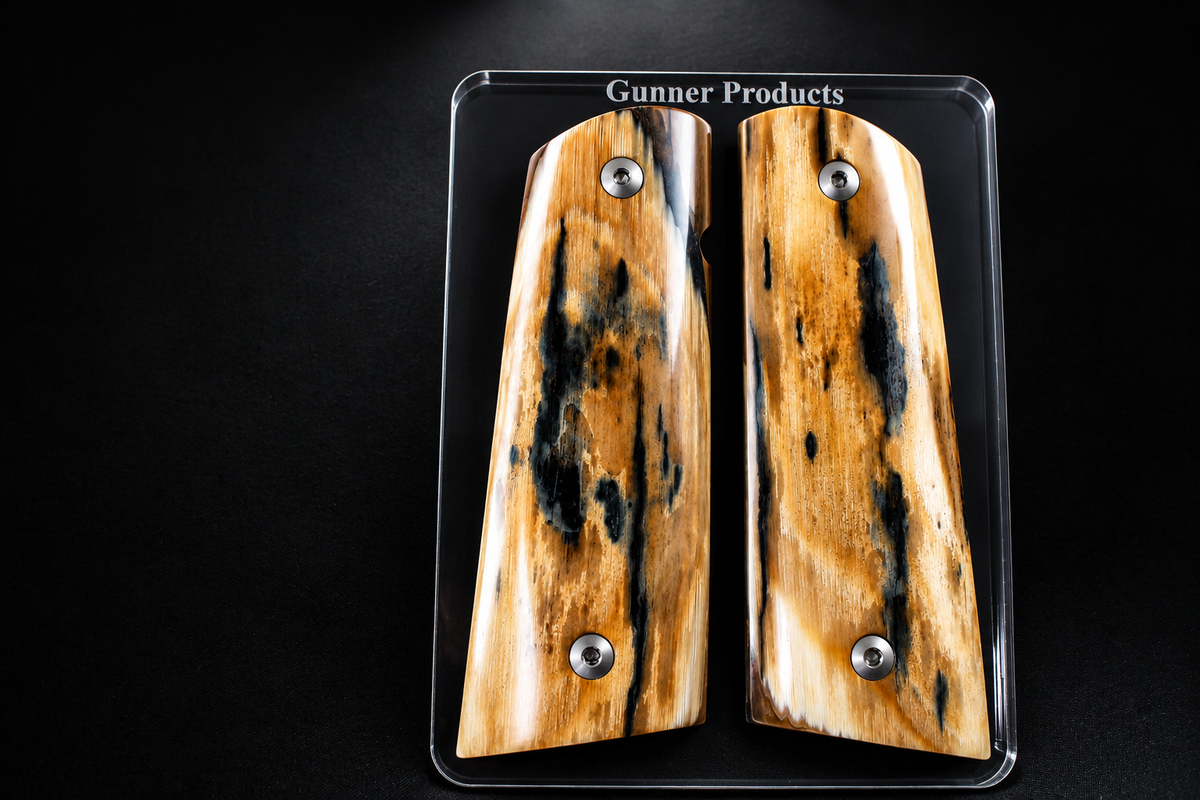 BEAUTIFUL BARK MAMMOTH IVORY 1911 GRIPS A-3009