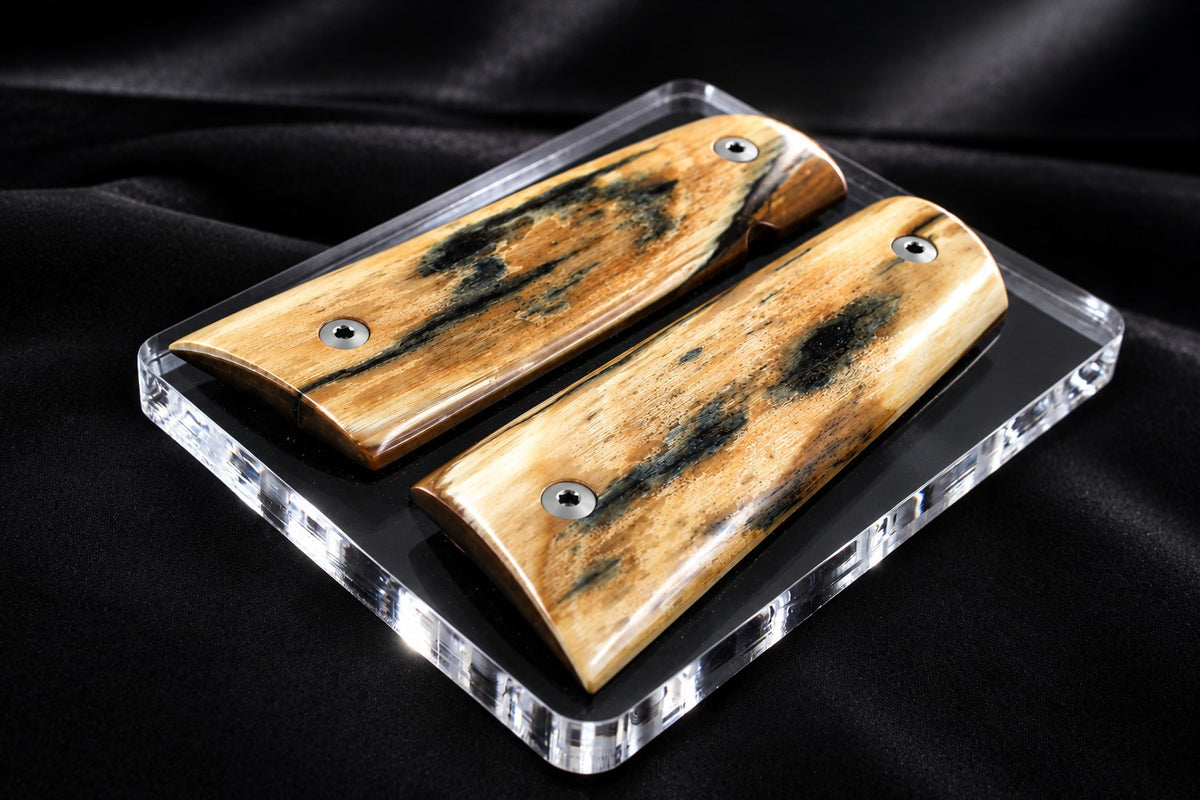BEAUTIFUL BARK MAMMOTH IVORY 1911 GRIPS A-3009