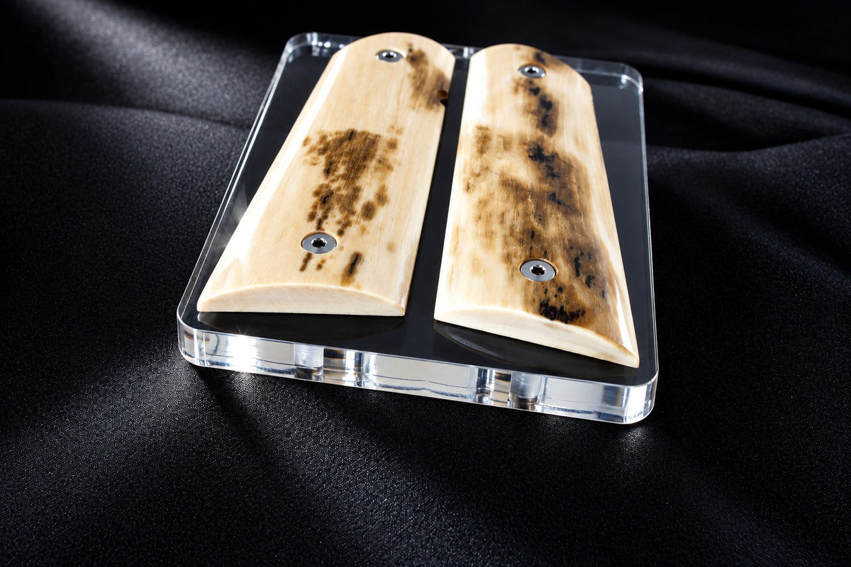 BEAUTIFUL BARK MAMMOTH IVORY 1911 GRIPS A-3020