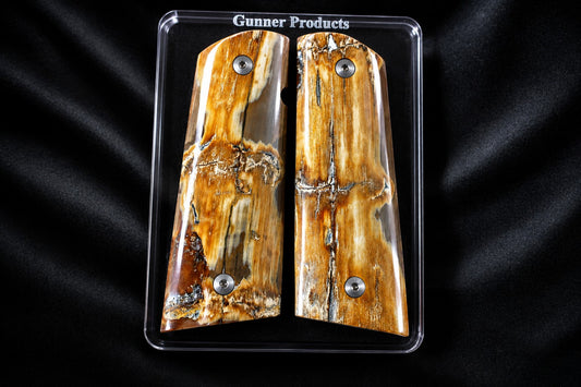 MAGNIFICENT BARK MAMMOTH IVORY 1911 GRIPS A-3026